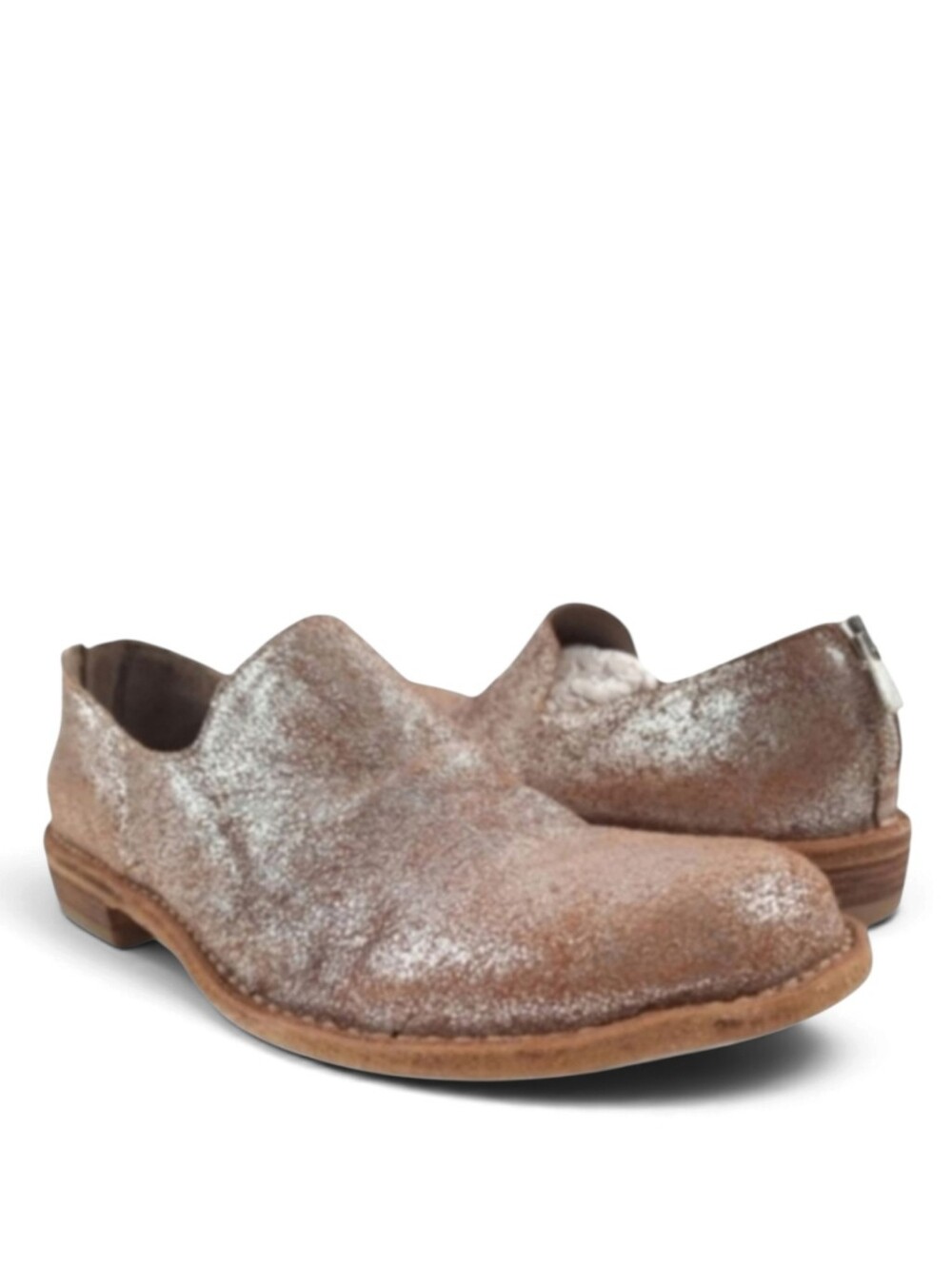 NIB OFFICINE CREATIVE Italy Distressed Silver Buffalo Leather Loafer Western Zip